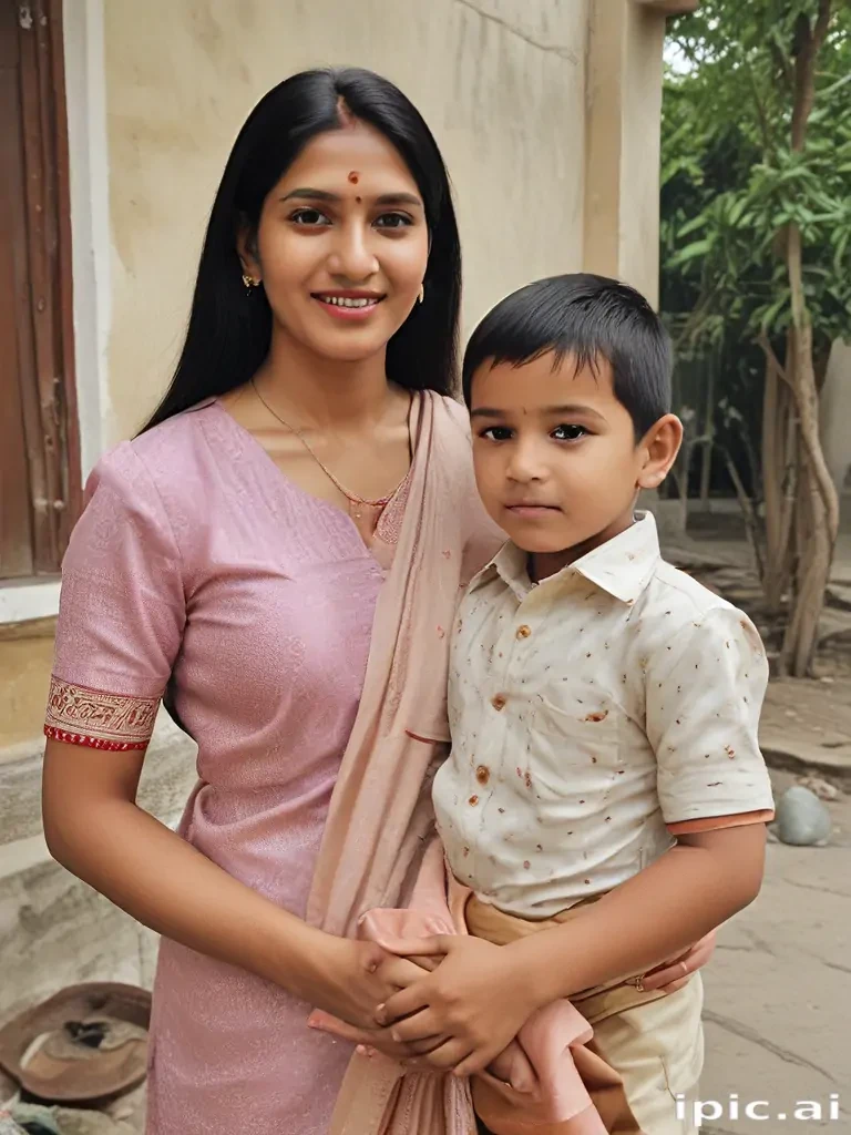 mom and son indian