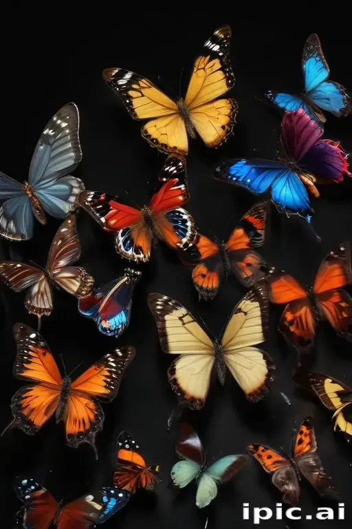 butterflies in black background