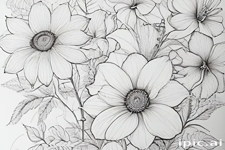 line work flowers