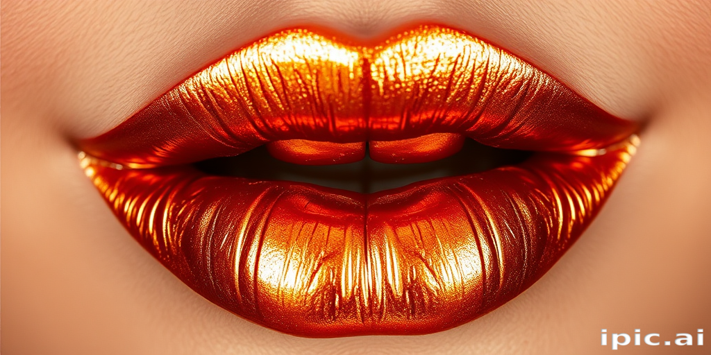 Metallic copper lips with a foiled effect, "Burnished Amber" features a high-impact metallic finish that looks like liquid metal on the lips