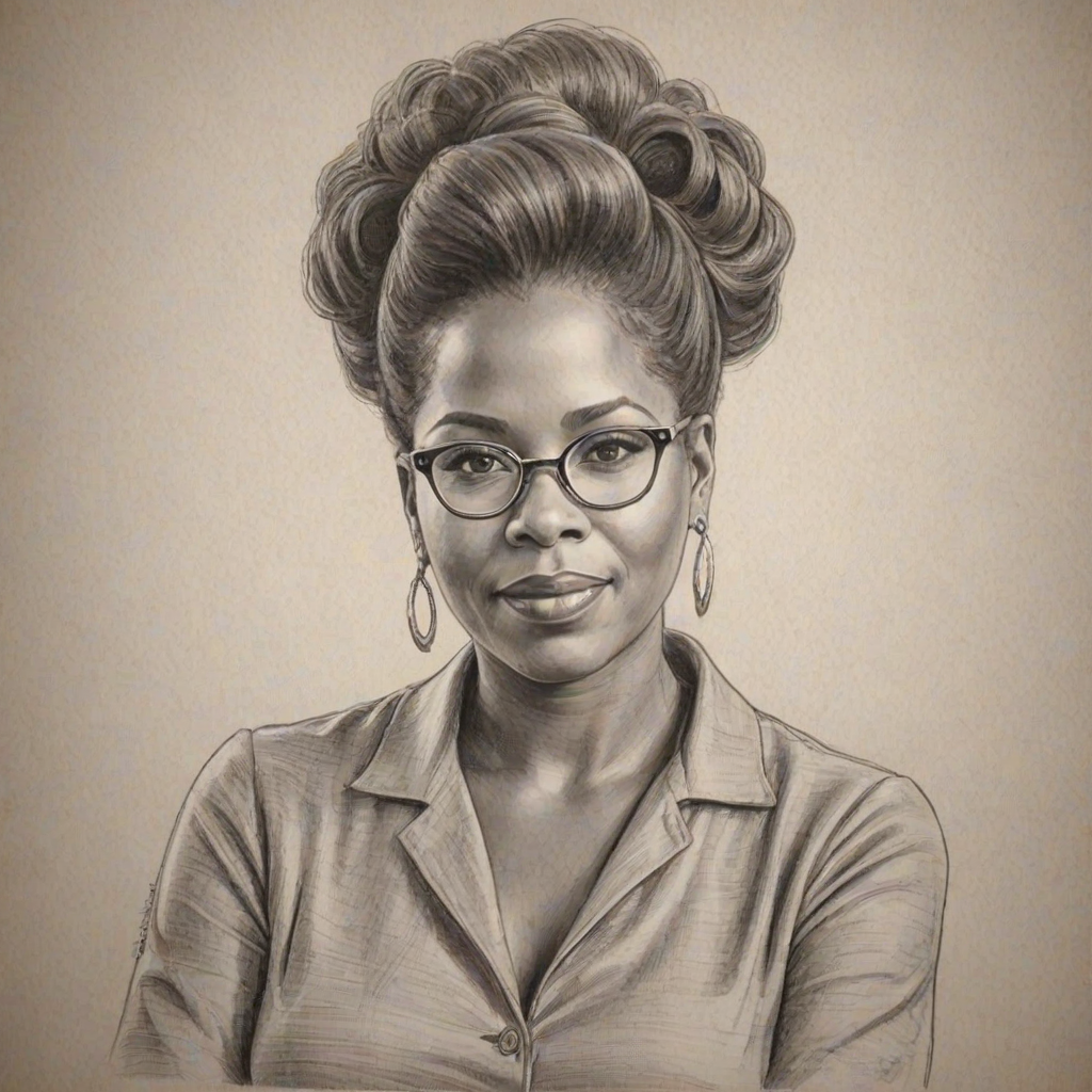 Beauteous Iyanla Vanzant, pencil sketch, portrait of Appealing woman 1965s in glasses, hair style beatnik, outline, clear lines, fine lines, 8k