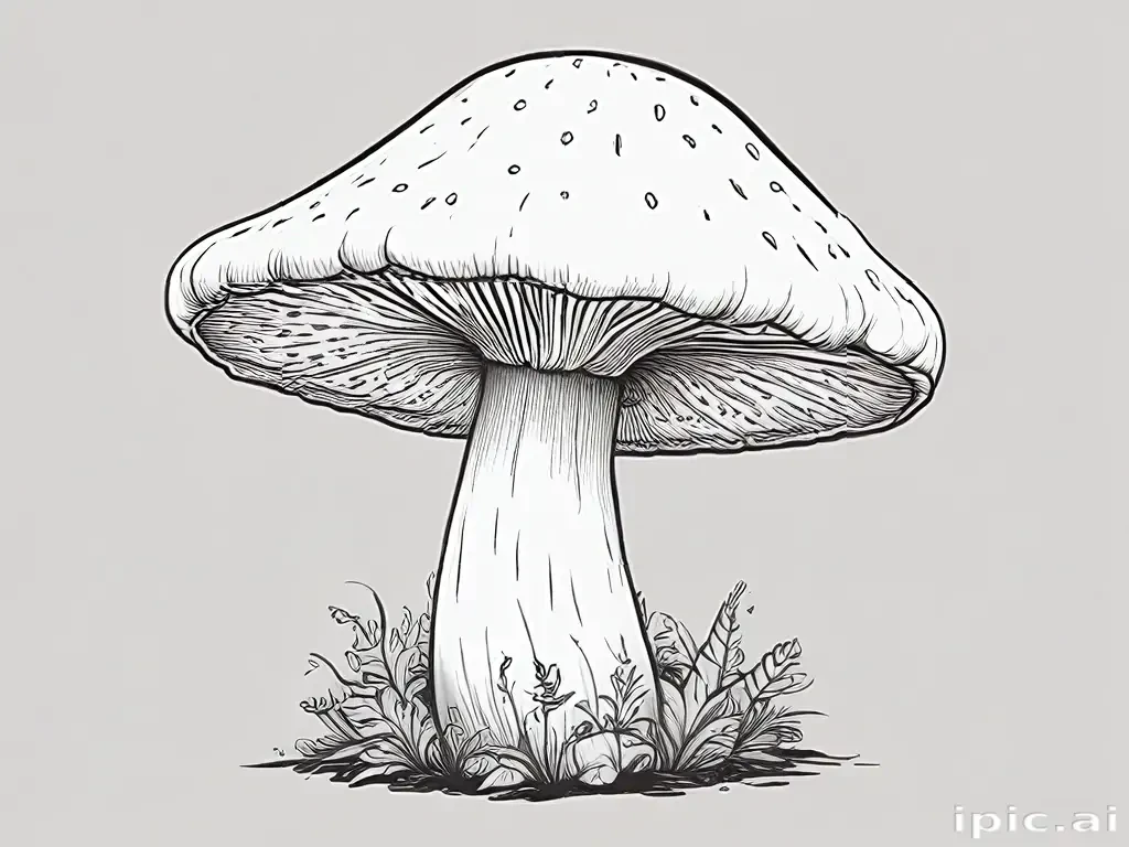 mushroom clipart black and white