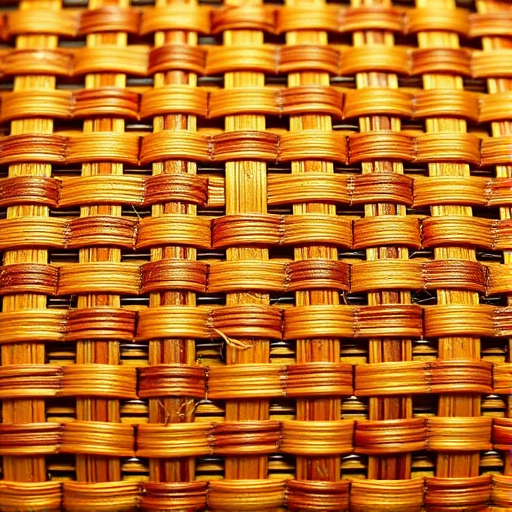 high-resolution texture of woven pattern with a gradient of warm colors like gold, orange, and brown, macro shot, aperture f/8, ISO 100, 50mm lens, natural lighting, focus on intricate details of the weave