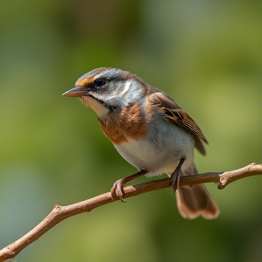 capture a detailed close-up of a small bird perched on a branch using a DSLR camera with a 100mm macro lens, aperture f/2.8, ISO 200, shutter speed 1/500s, in natural light to enhance colors and textures with a blurred background