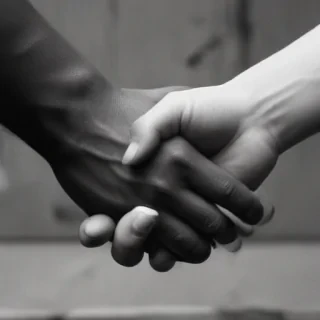 handshake black and white
