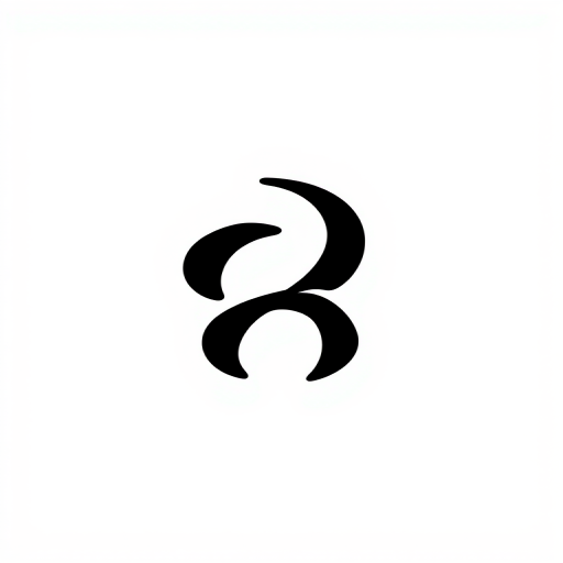 Generate an image of a minimalistic black logo on a white background, using a DSLR camera with a 50mm lens, aperture set to f/1.8, ISO 100, focus mode on single point, taken from a straight-on view to enhance clarity and contrast.