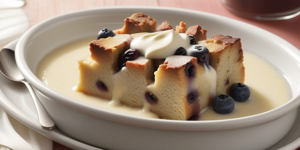 bread pudding with vanilla sauce