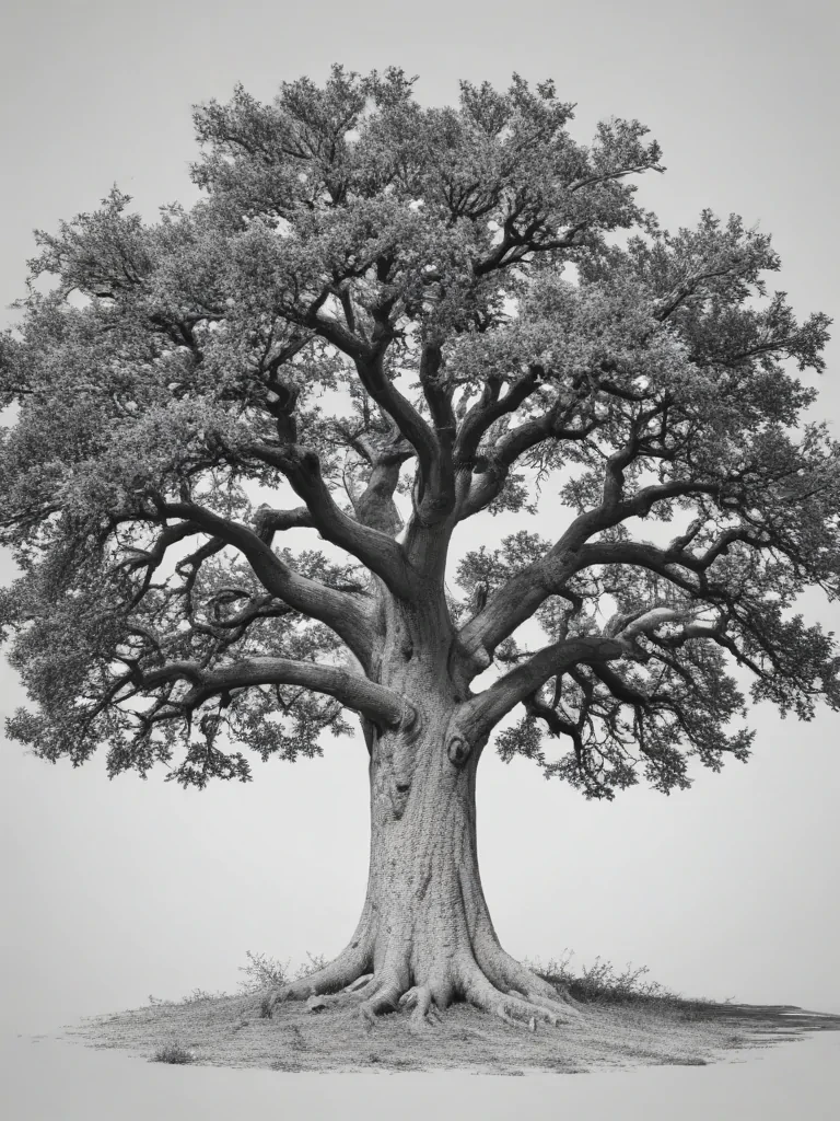 oak tree clipart black and white