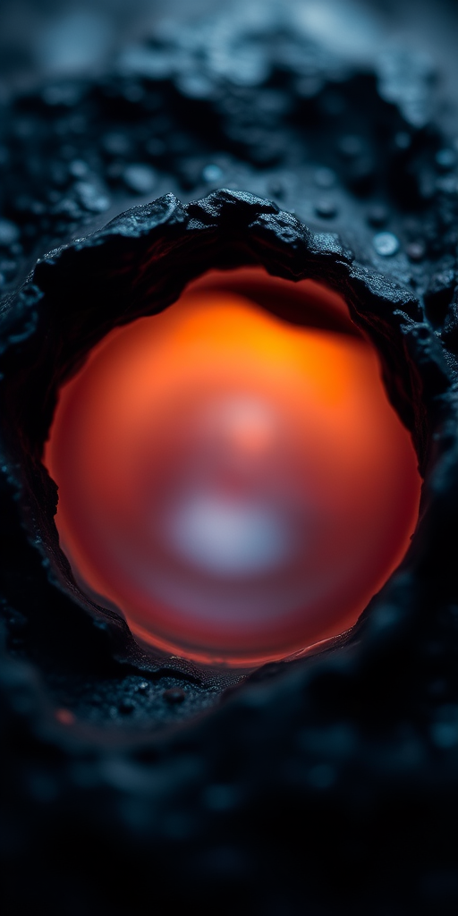 Create an abstract image with a soft glowing center and textured dark edges, shot with a DSLR camera at f/2.8, ISO 100, 1/60 sec, using a macro lens, in high dynamic range style for enhanced depth and clarity.