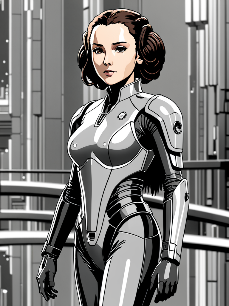 Ai Image Generator - Ai Art Generator - High Quality and 100% Unique Images  - iPic.Ai Padmé Amidala, anime, manga, 2d, ghibli, ghost in a shell, black  and white