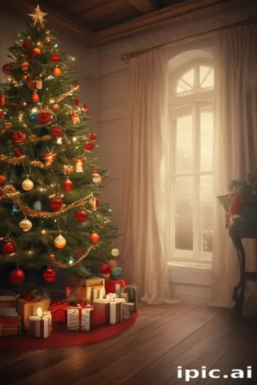 A Cozy Christmas Scene Featuring a Beautifully Decorated Tree and Gifts.