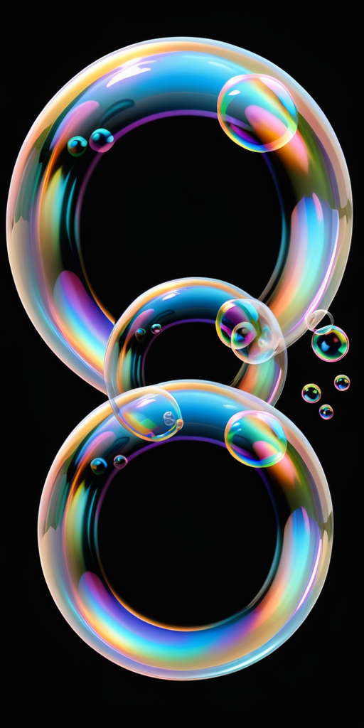 Colorful Soap Bubbles Floating Gracefully Against a Dark Background