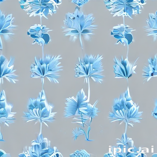 Delicate Floral Pattern in Soft Blue Tones Against a Light Background