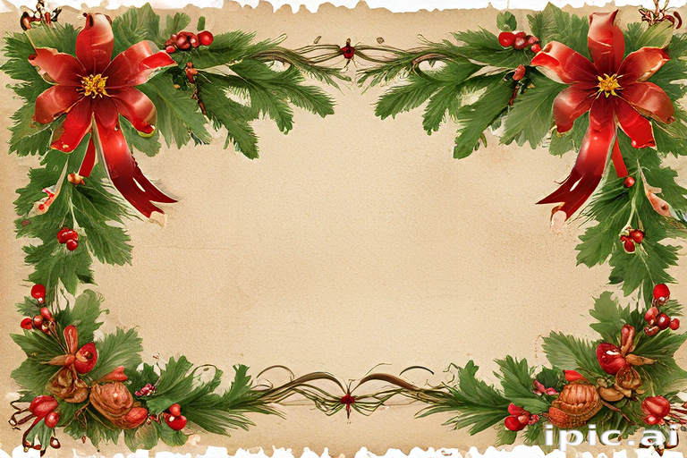 Festive Holiday Frame with Red Bows and Seasonal Greenery for ...
