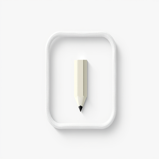Create a high-resolution vector graphic of a pencil icon inside an open square outline, using a Canon EOS R5 camera with a 50mm lens, aperture set to f/2.8, ISO 100, and a slight overhead angle to enhance contrast and clarity.
