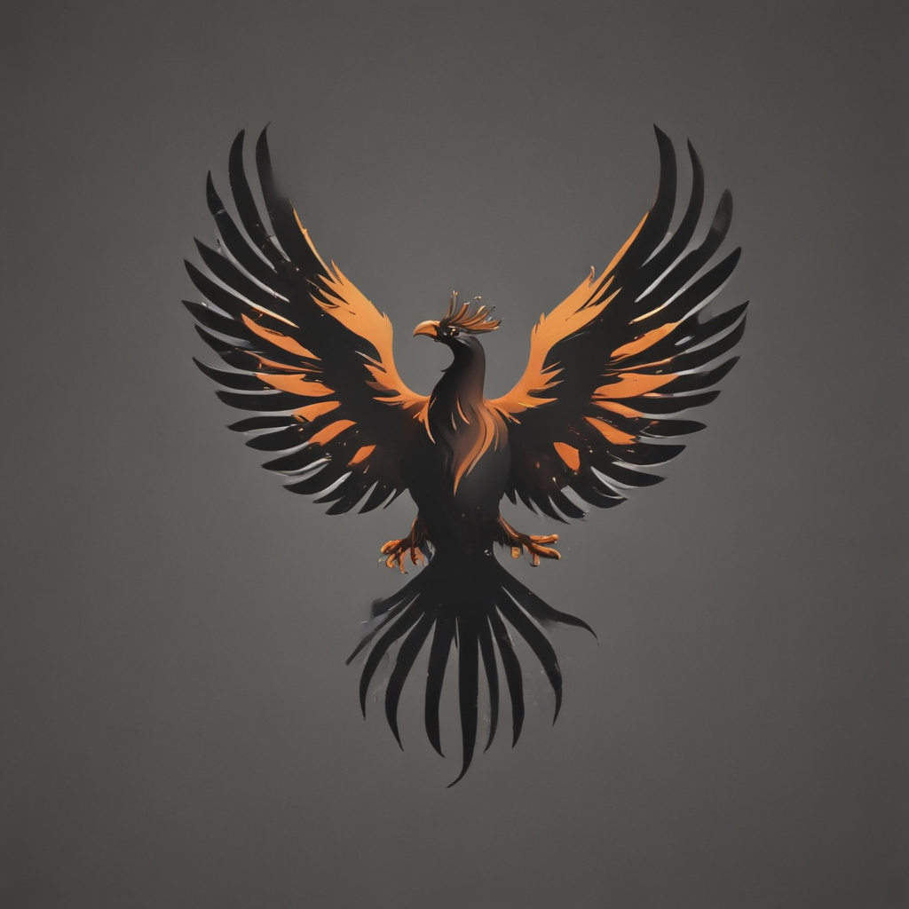 A logo of a Phoenix. Simple and artistic