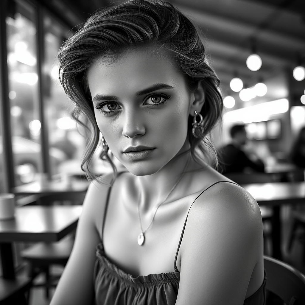 photo of young woman, [Ana de Armas:Emma Watson:0.5], highlight hair, sitting outside restaurant, wearing dress, rim lighting, studio lighting, looking at the camera, dslr, ultra quality, sharp focus, tack sharp, dof, film grain, Fujifilm XT3, crystal clear, 8K UHD, highly detailed glossy eyes, high detailed skin, skin pores
negative: disfigured, ugly, bad, immature, cartoon, anime, 3d, painting, b&w
