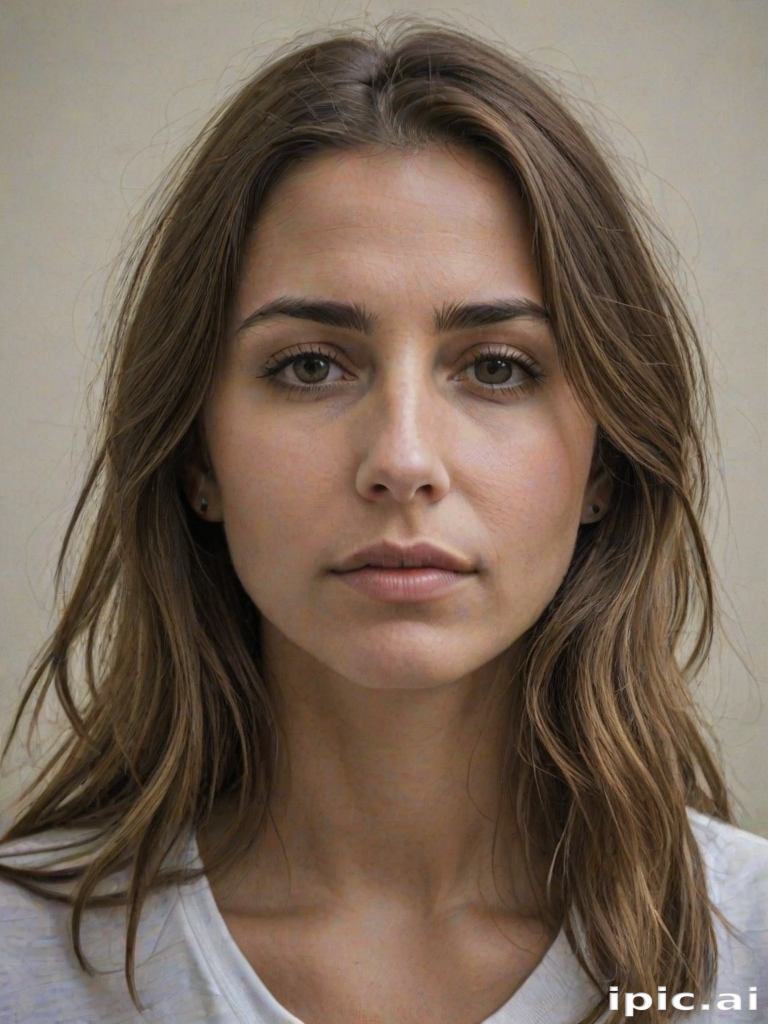A Portrait of a Young Woman with Long Brown Hair and Natural Beauty.