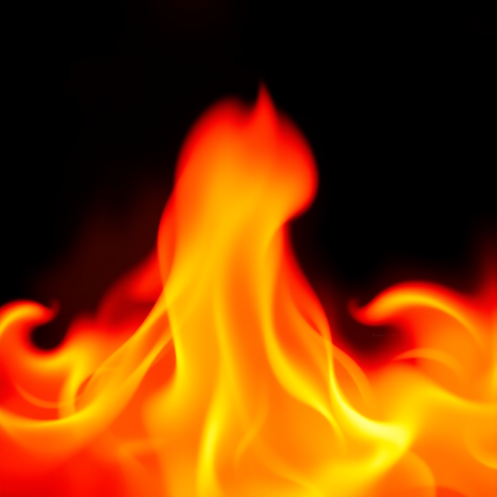 Generate a vibrant flame design with gradient colors shifting from yellow to orange, high resolution, 300 DPI, shot on a Canon EOS R5 with a 50mm lens at f/1.8, using a shallow depth of field for a smooth background.