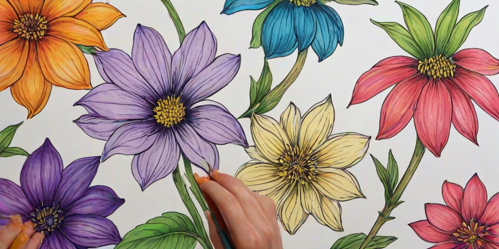 flower drawings with color
