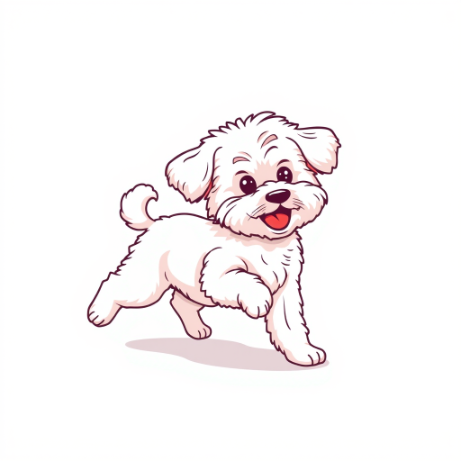 vector illustration, cute Maltipoo dog, dynamic pose, isolated on white background