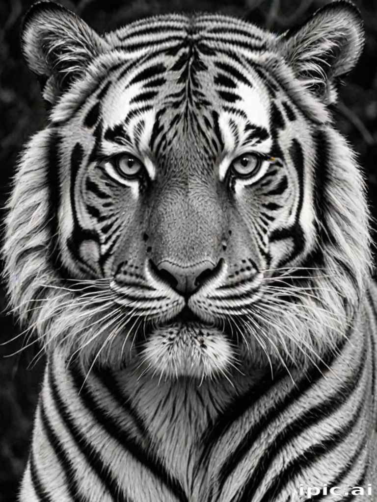 tiger clipart black and white
