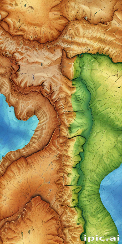 Detailed Topographic Map Showcasing Diverse Terrain with Vivid Color ...