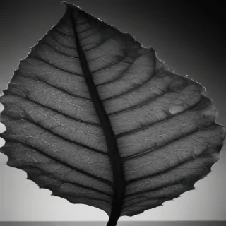 leaf in black and white