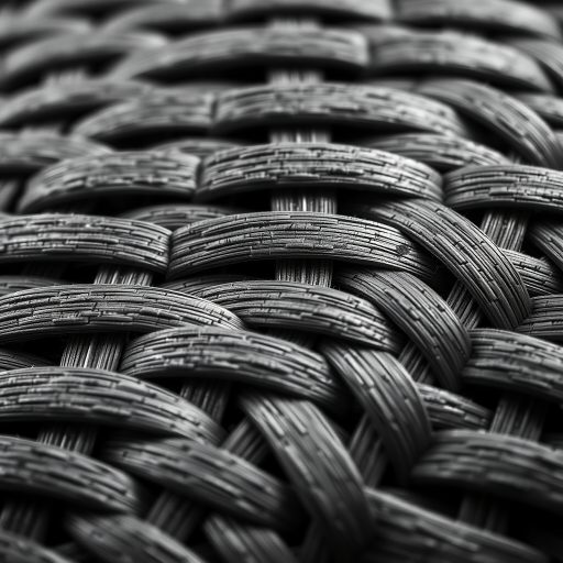 generate a high-resolution image of a woven pattern in monochrome with intricate details and textures, camera settings: ISO 100, aperture f/8, shutter speed 1/125s, camera view: top-down perspective, camera style: macro photography, camera type: DSLR