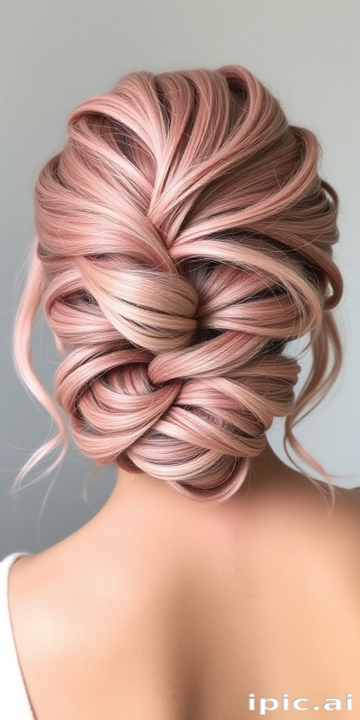 Dusty rose French twist with loose, face-framing tendrils, known as "Vintage Blush," featuring a soft, romantic silhouette and a matte, powdery finish