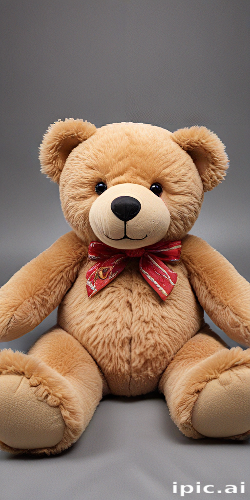 A Soft and Cuddly Brown Teddy Bear with a Red Bow Tie.
