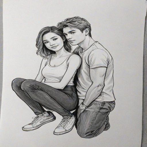 couple drawing poses