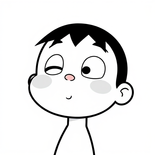 Generate a high-resolution illustration of a simple black and white cartoonish character, using a Canon EOS R5 with a 50mm f/1.8 lens, aperture set to f/4, ISO 100, shot from eye level to capture clear details and a sharp focus.