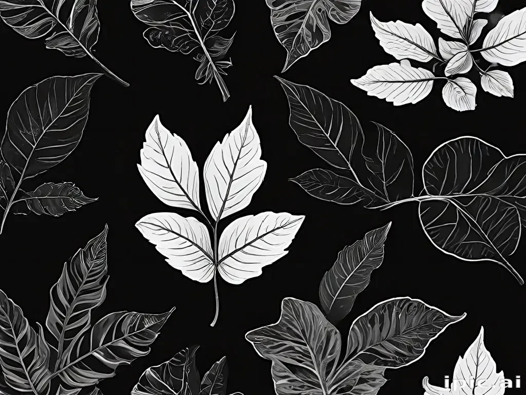 black and white leaf clip art