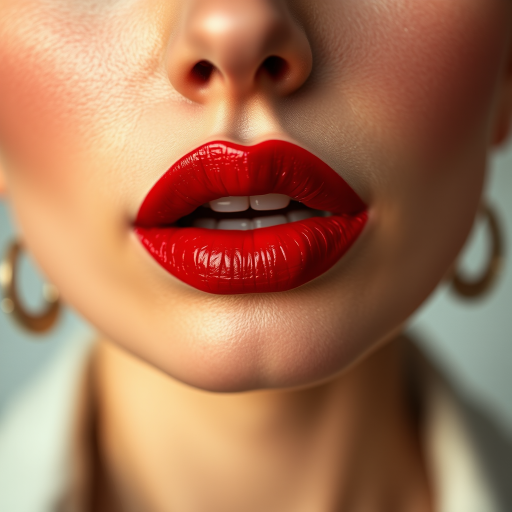 Classic red woman lips with velvet texture, embodying timeless allure and feminine power