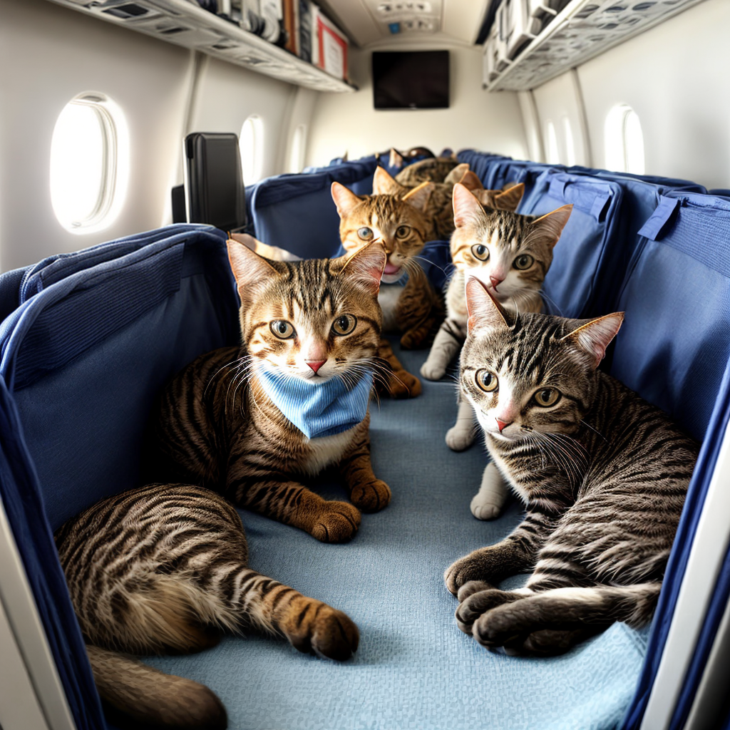 Cats inside aircraft cabin