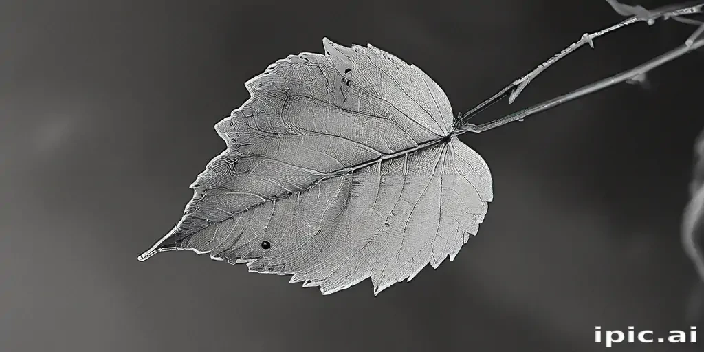 leaf in black and white