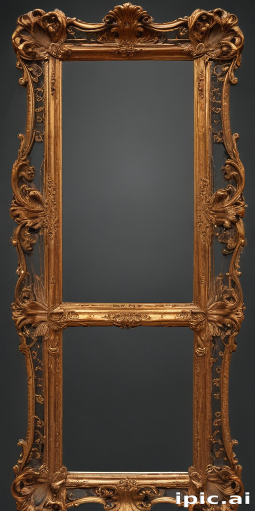 Ornate Golden Picture Frame with Intricate Floral and Leaf Designs ...