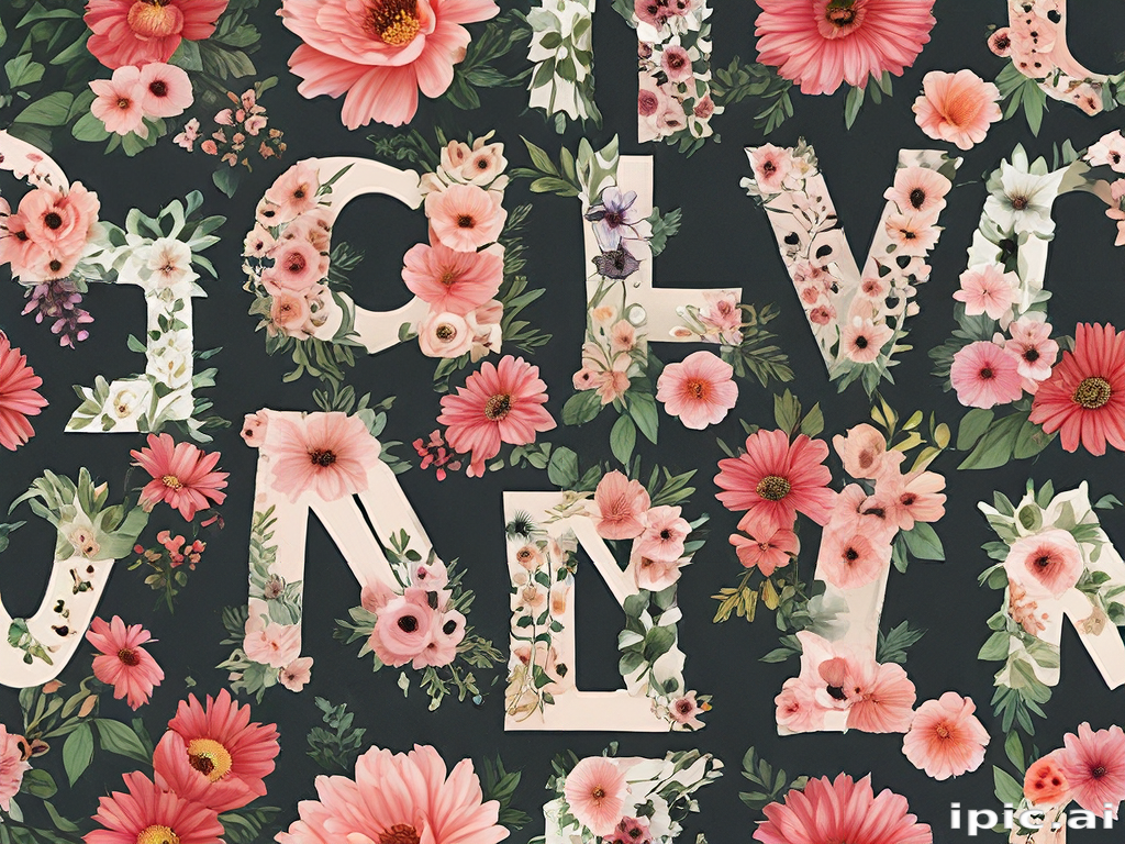 Floral Alphabet: A Vibrant Display of Letters Surrounded by Colorful Blooms