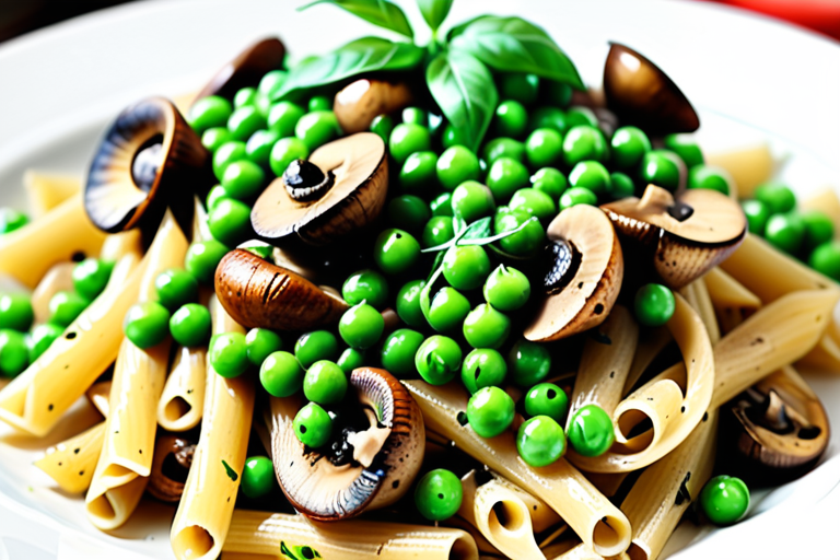 pasta with mushrooms and peas