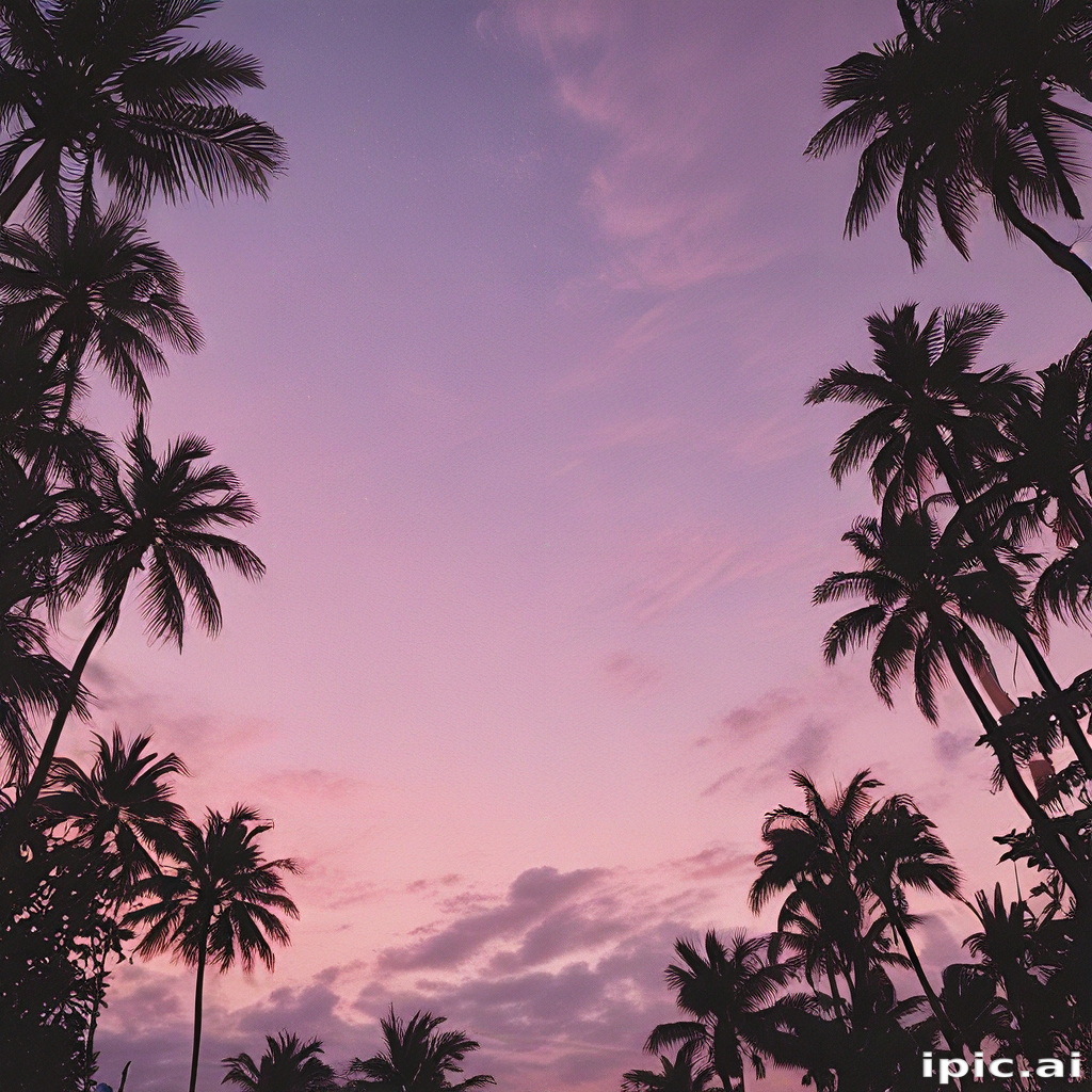 Tranquil Sunset Over a Tropical Paradise Surrounded by Lush Palm Trees