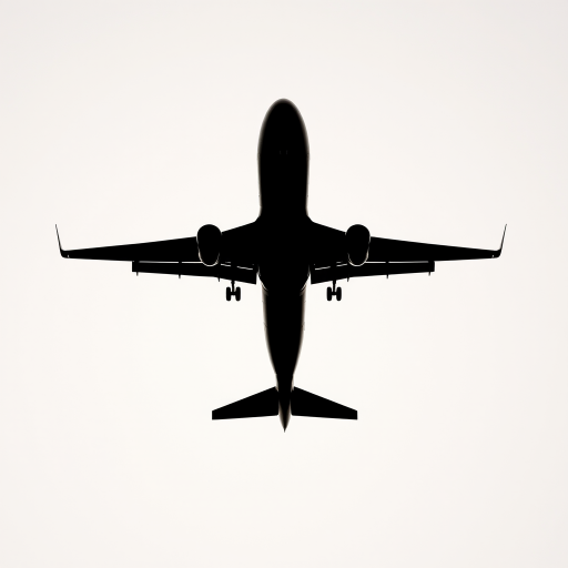 Create a high-resolution image of a silhouette of an airplane against a light background, using a DSLR camera with a 50mm lens, aperture set to f/8, shutter speed 1/250s, ISO 100, shot from a slightly low angle to emphasize the aircraft shape and details.