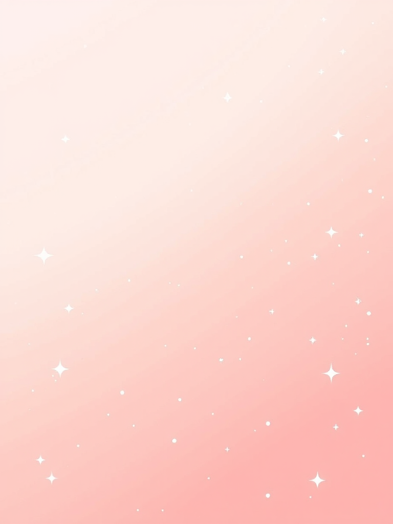 Create a smooth gradient background transitioning from light pink to pale peach with scattered white stars and small sparkles throughout the design for a dreamy aesthetic.