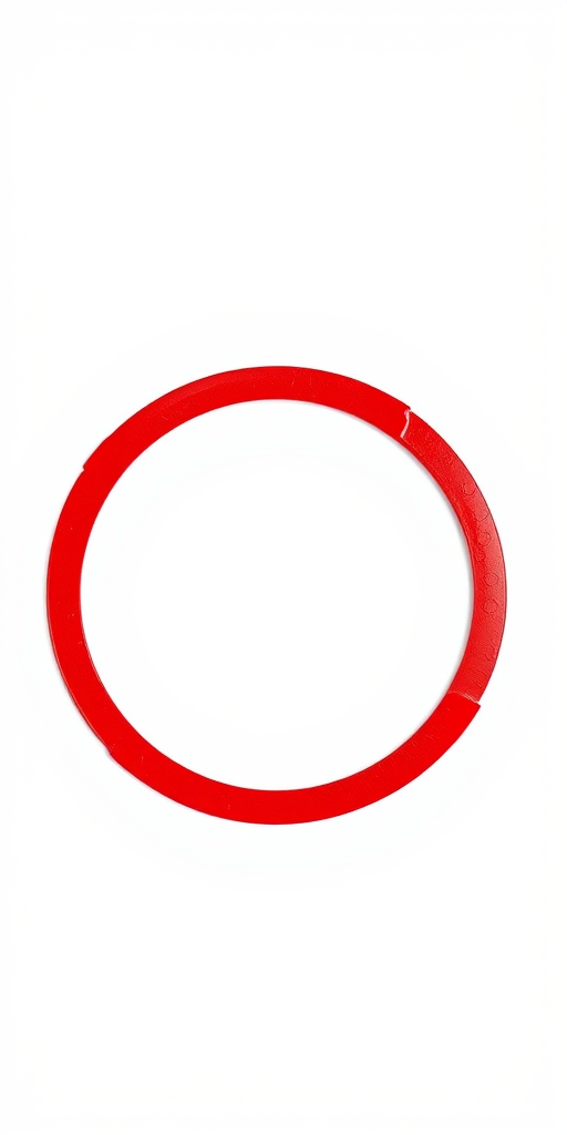 Create a high-resolution image of a red circular copyright symbol on a plain background, shot with a Canon EOS 5D Mark IV, using a 50mm lens, f/2.8 aperture, ISO 100, and a soft diffused lighting setup.