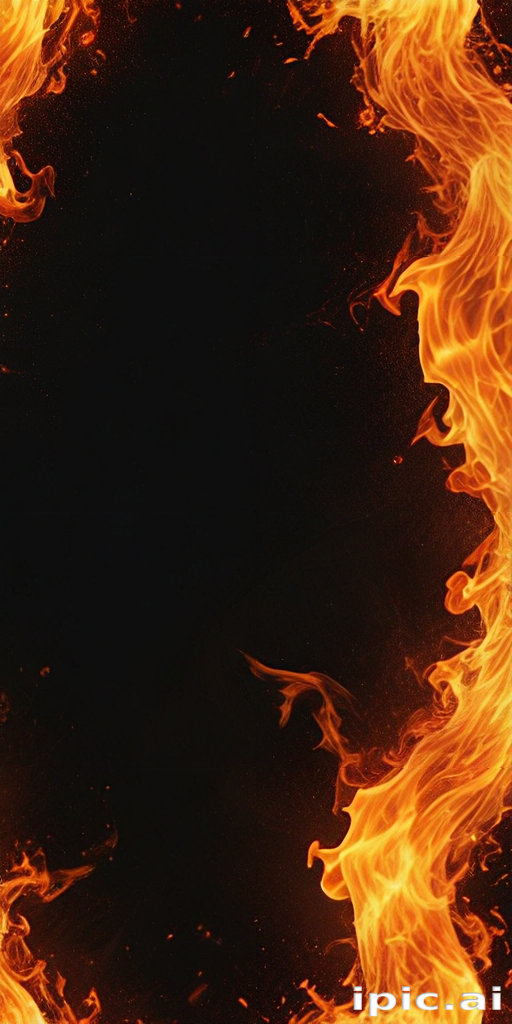 Vivid Flames Dancing Along a Dark Background Creating Dramatic Contrast