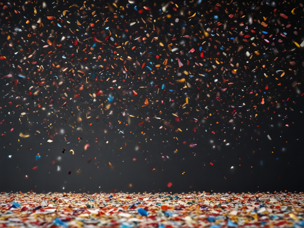Colorful Confetti Falling Gracefully Against a Dark Background in ...