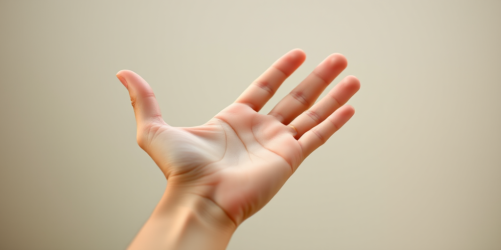 Create a high-resolution image of a left hand open and palm-up, captured with a Canon EOS R5, 50mm lens, f/2.8 aperture, 1/125 sec shutter speed, ISO 100, natural light, against a soft gradient background.