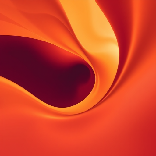 Create an abstract image with smooth, flowing lines in warm colors, captured with a DSLR camera at f/2.8 aperture, ISO 100, shutter speed 1/60 second, using a wide-angle lens from a low angle view to enhance depth and brightness.