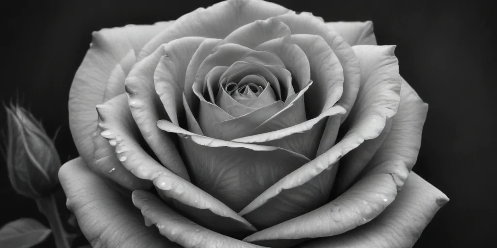 rose drawing black and white