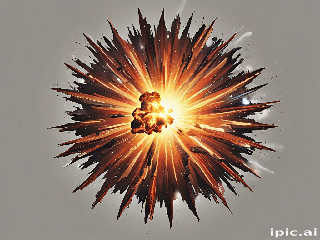 Dynamic Explosion Creating Radiant Light and Fragments in All Directions